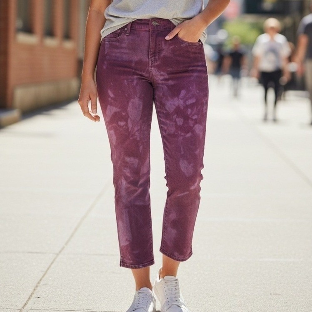 Kelleydeeee OG Purple tie dye Slim Straight Crop Jeans Womens 10 High Rise